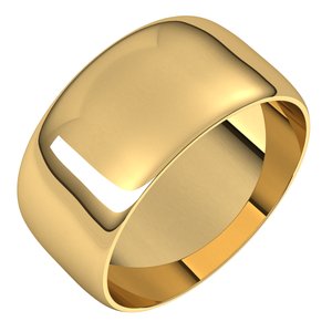 10K Yellow Gold 9 Mm Standard Ultra-Lightweight Half Round Ultra-Lightweight Band Size 6.5
