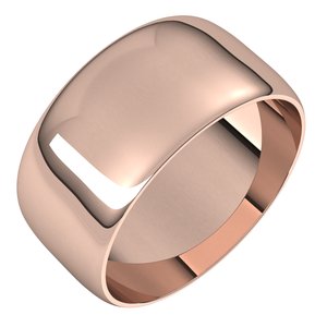 18K Yellow Or White Or Rose Gold Ultra-Lightweight Half Round Band