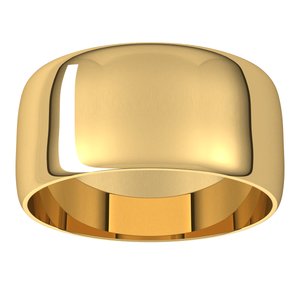 10K Yellow Gold 9 Mm Standard Ultra-Lightweight Half Round Ultra-Lightweight Band Size 6.5