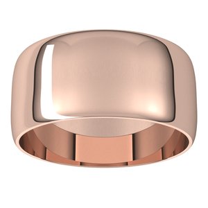 18K Yellow Or White Or Rose Gold Ultra-Lightweight Half Round Band