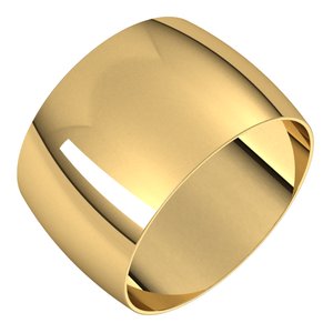 18K Yellow Or White Or Rose Gold Ultra-Lightweight Half Round Band
