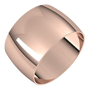 18K Yellow Or White Or Rose Gold Ultra-Lightweight Half Round Band