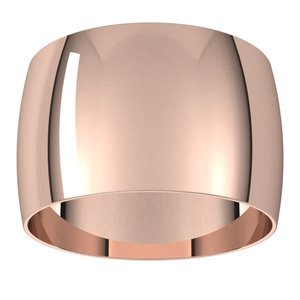 18K Yellow Or White Or Rose Gold Ultra-Lightweight Half Round Band