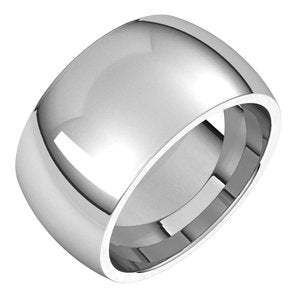 14K White Gold Or Sterling Silver Comfort-Fit Half Round Band