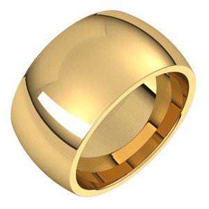 10K Yellow Gold 11 Mm Comfort-Fit Standard Weight Half Round Comfort Fit Band Size 10