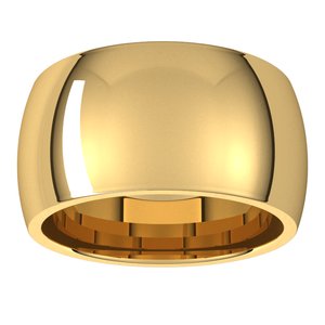 14K Yellow Gold 11 Mm Comfort-Fit Standard Weight Half Round Comfort Fit Band Size 14.5