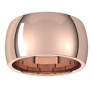 18K Yellow Or White Or Rose Gold Comfort-Fit Half Round Band