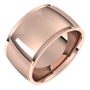 18K Yellow Or White Or Rose Gold Stepped-Edge Comfort-Fit Half Round Band
