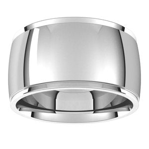 14K White Gold Or Sterling Silver Stepped-Edge Comfort-Fit Half Round Band