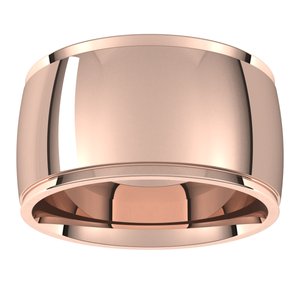 18K Yellow Or White Or Rose Gold Stepped-Edge Comfort-Fit Half Round Band