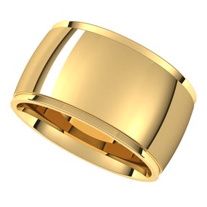 14K Yellow Or White Or Rose Gold Or Stering Silver Stepped-Edge Comfort-Fit Half Round Band