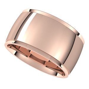 18K Yellow Or White Or Rose Gold Stepped-Edge Comfort-Fit Half Round Band