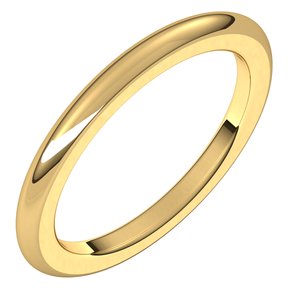 14K Yellow Gold 2 Mm Comfort-Fit Heavyweight Half Round Comfort Fit Heavy Band Size 6