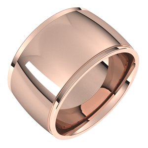18K Yellow Or White Or Rose Gold Stepped-Edge Comfort-Fit Half Round Band