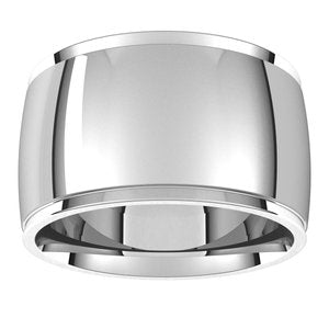 14K White Gold Or Sterling Silver Stepped-Edge Comfort-Fit Half Round Band