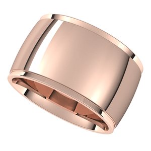 18K Yellow Or White Or Rose Gold Stepped-Edge Comfort-Fit Half Round Band