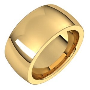 14K Yellow Gold 10 Mm Heavyweight Half Round Comfort Fit Heavy Band Size 12