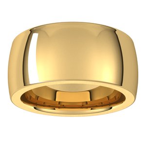 14K Yellow Gold 10 Mm Heavyweight Half Round Comfort Fit Heavy Band Size 12