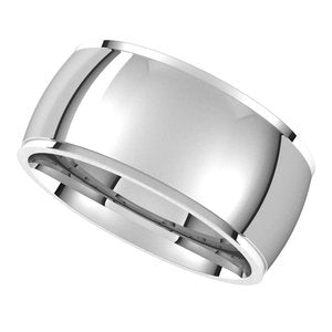 14K White Gold Or Sterling Silver Stepped-Edge Comfort-Fit Half Round Band