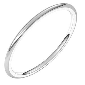 14K Yellow Or White Or Rose Gold Or Sterling Silver Or Platinum Lightweight Comfort-Fit Half Round Band