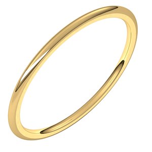 14K Yellow Gold 1 Mm Lightweight Half Round Comfort Fit Light Band Size 11.5