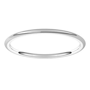 14K Yellow Or White Or Rose Gold Or Sterling Silver Or Platinum Lightweight Comfort-Fit Half Round Band