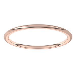 14K Yellow Or White Or Rose Gold Or Sterling Silver Or Platinum Lightweight Comfort-Fit Half Round Band