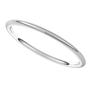 14K White Gold Or Sterling Silver Lightweight Comfort-Fit Half Round Band