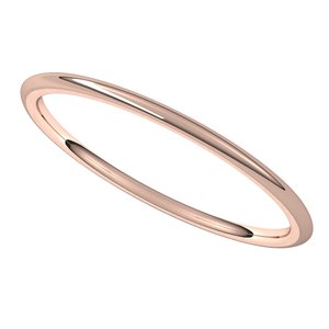 14K Yellow Or White Or Rose Gold Or Sterling Silver Or Platinum Lightweight Comfort-Fit Half Round Band