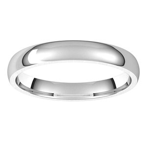 14K White Gold Or Sterling Silver Lightweight Comfort-Fit Half Round Band