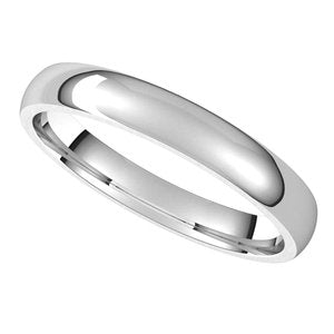14K White Gold Or Sterling Silver Lightweight Comfort-Fit Half Round Band