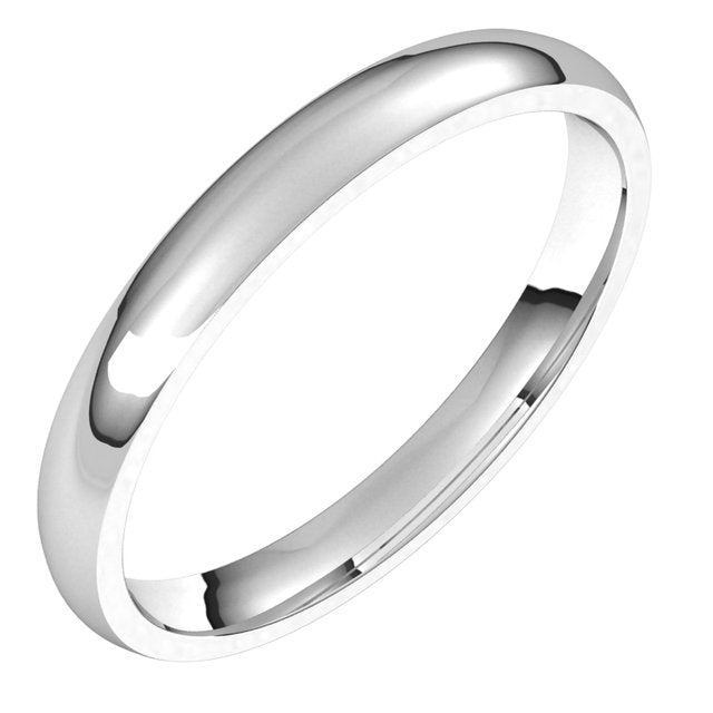 Sterling Silver Or Platinum Lightweight Comfort-Fit Half Round Band