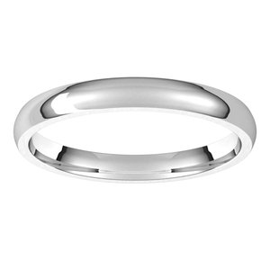 14K White Gold Half Round Comfort Fit Light Band Size 3.5