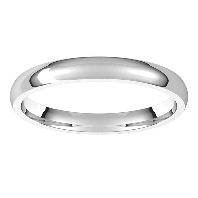 Sterling Silver Or Platinum Lightweight Comfort-Fit Half Round Band