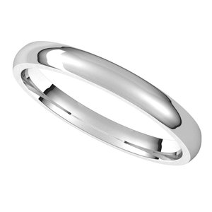 14K White Gold Or Sterling Silver Lightweight Comfort-Fit Half Round Band