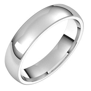 14K Yellow Or White Or Rose Gold Or Sterling Silver Or Platinum Lightweight Comfort-Fit Half Round Band