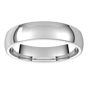 14K Yellow Or White Or Rose Gold Or Sterling Silver Or Platinum Lightweight Comfort-Fit Half Round Band