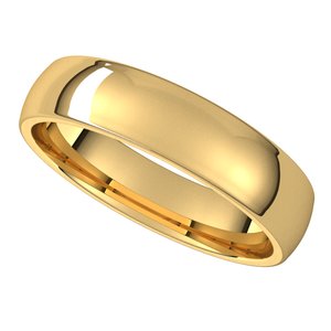 18K Yellow Or White Or Rose Gold Lightweight Comfort-Fit Half Round Band