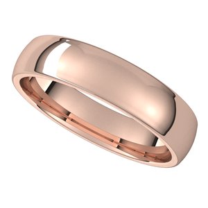 14K Yellow Or White Or Rose Gold Or Sterling Silver Or Platinum Lightweight Comfort-Fit Half Round Band