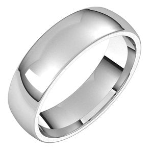 14K Yellow Or White Gold 5.5 Mm Half Round Comfort Fit Light Band