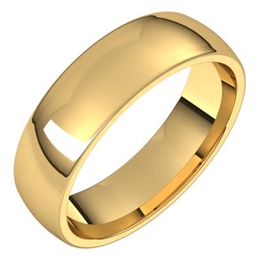 14K Yellow Or White Gold 5.5 Mm Half Round Comfort Fit Light Band