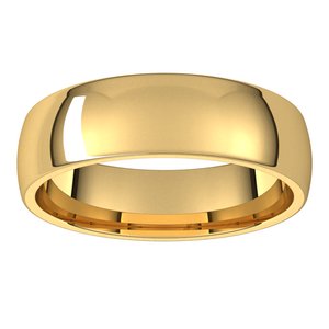 18K Yellow Gold 5.5 Mm Lightweight Half Round Comfort Fit Light Band Size 9.5