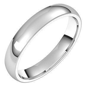 14K Yellow Or White Gold 3.5 Mm Half Round Comfort Fit Light Band