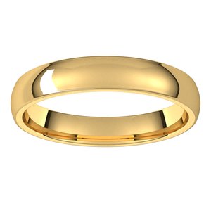 14K Yellow Or White Gold 3.5 Mm Half Round Comfort Fit Light Band