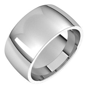 14K White Gold Or Sterling Silver Lightweight Comfort-Fit Half Round Band