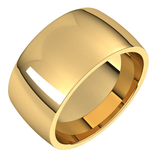 14K Yellow Or White Or Rose Gold Or Palladium Lightweight Comfort-Fit Half Round Band