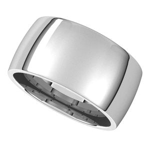 14K White Gold Or Sterling Silver Lightweight Comfort-Fit Half Round Band