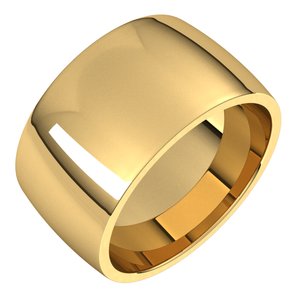 18K Yellow Or White Or Rose Gold Lightweight Comfort-Fit Half Round Band
