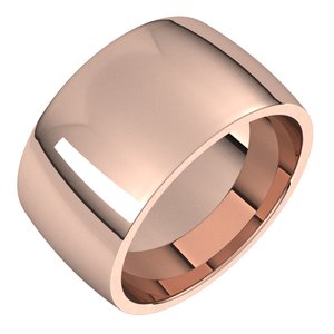 18K Yellow Or White Or Rose Gold Lightweight Comfort-Fit Half Round Band