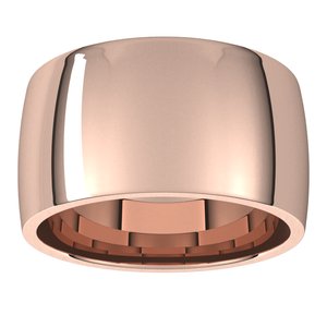 18K Yellow Or White Or Rose Gold Lightweight Comfort-Fit Half Round Band